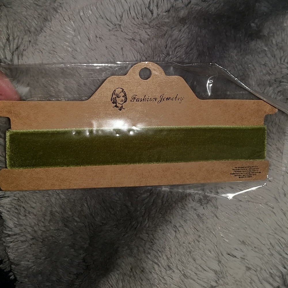 Olive green velvet choker